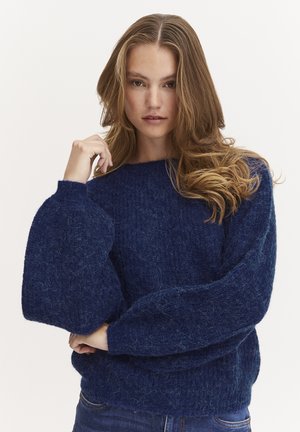 PULZ BOATNECK  - Strickpullover - twilight blue