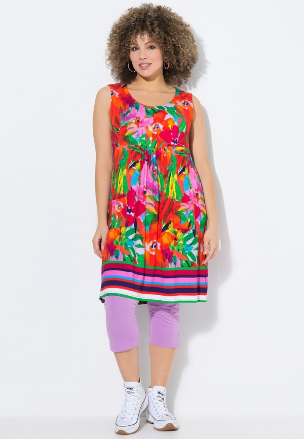 BORDER PRINT SLEEVELESS A-LINE SWING - Jerseykleid