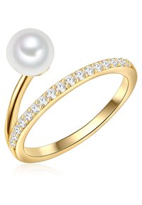 SÜSSWASSER ZUCHTPERLE ZIRKONIA - Anello - gold-coloured