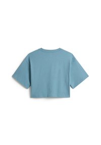 Kortærmet cropped t-shirt i blødt blåt bomuld, med rund crew neckline og en afslappet pasform med minimalistisk design.