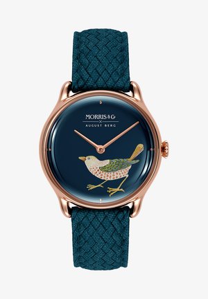 UHR MORRIS & CO ROSE GOLD BIRD INDIGO PERLON 30MM - Ure - indigo