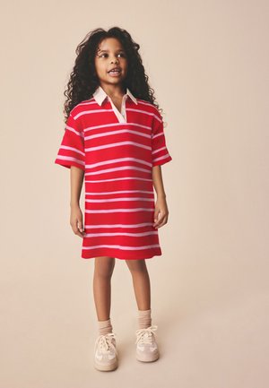 Next, REGULAR FIT - SHORT SLEEVE RUGBY DRESS . - Jerseykleid - red & pink stripe