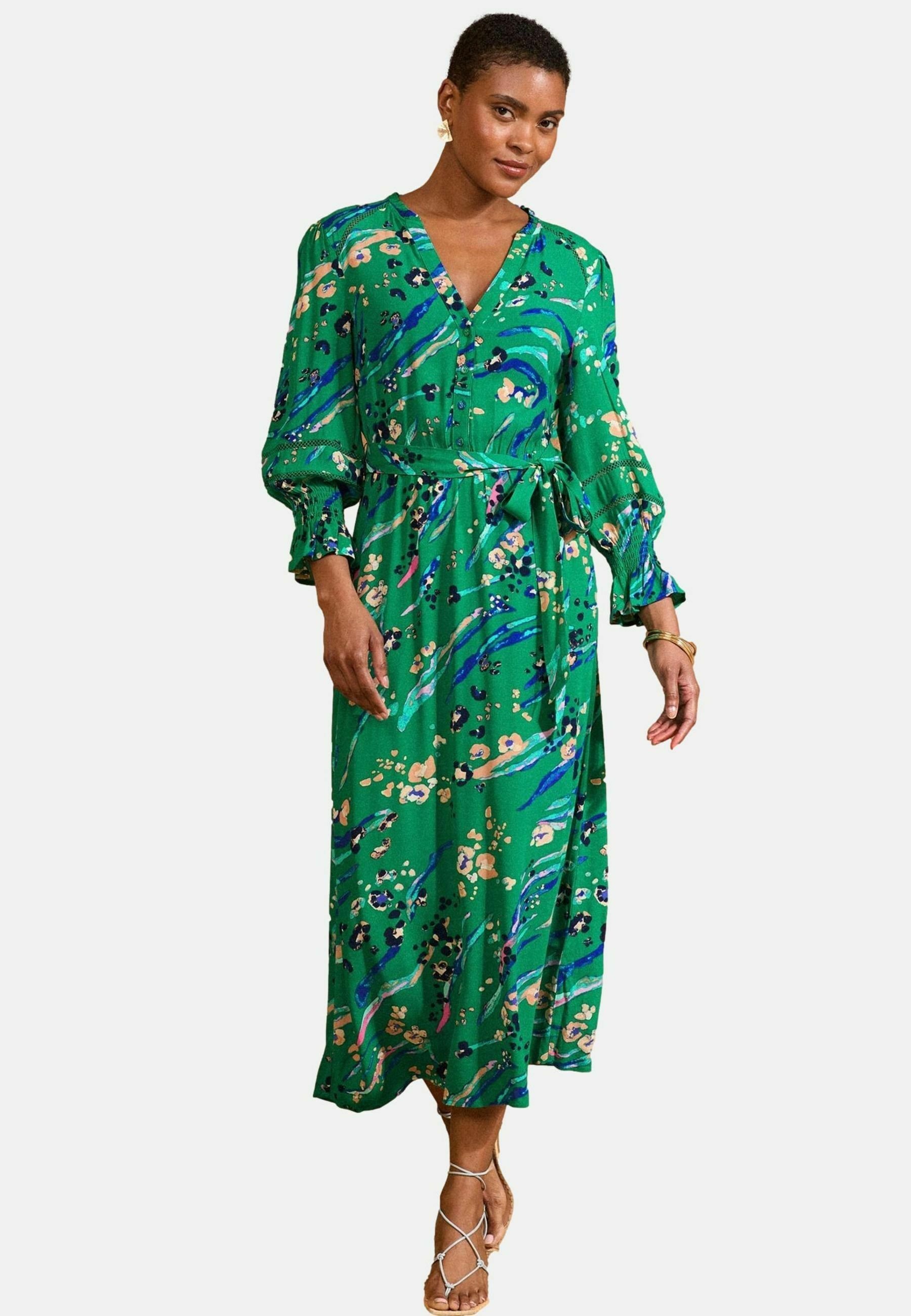 green emerald velvet dress Linen-Blend Maxi Kaftan Dress with Safari Animal Print in Olive Green –  Dullie Boutique main image 0