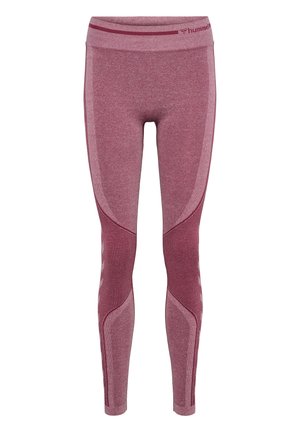 Bordeauxkleurige sportlegging met een aansluitend ontwerp, textuurpanelen en contrasterende stiksel. Heeft een middelhoog tailleband en ademende stof.