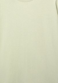 Světle zelené tričko s krátkým rukávem, hladký povrch, kulatý výstřih, jednoduchý design, žádné vzory ani detaily viditelné.