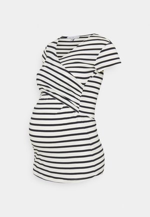 FIONA - T-shirt estampada - off white/navy blue stripes