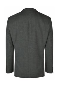 Grau maßgeschneiderte Blazer aus strukturiertem Stoff, mit einem Schlitz hinten und zwei Knöpfen an jedem Ärmel. Verfügt über ein Reverskragen-Design.