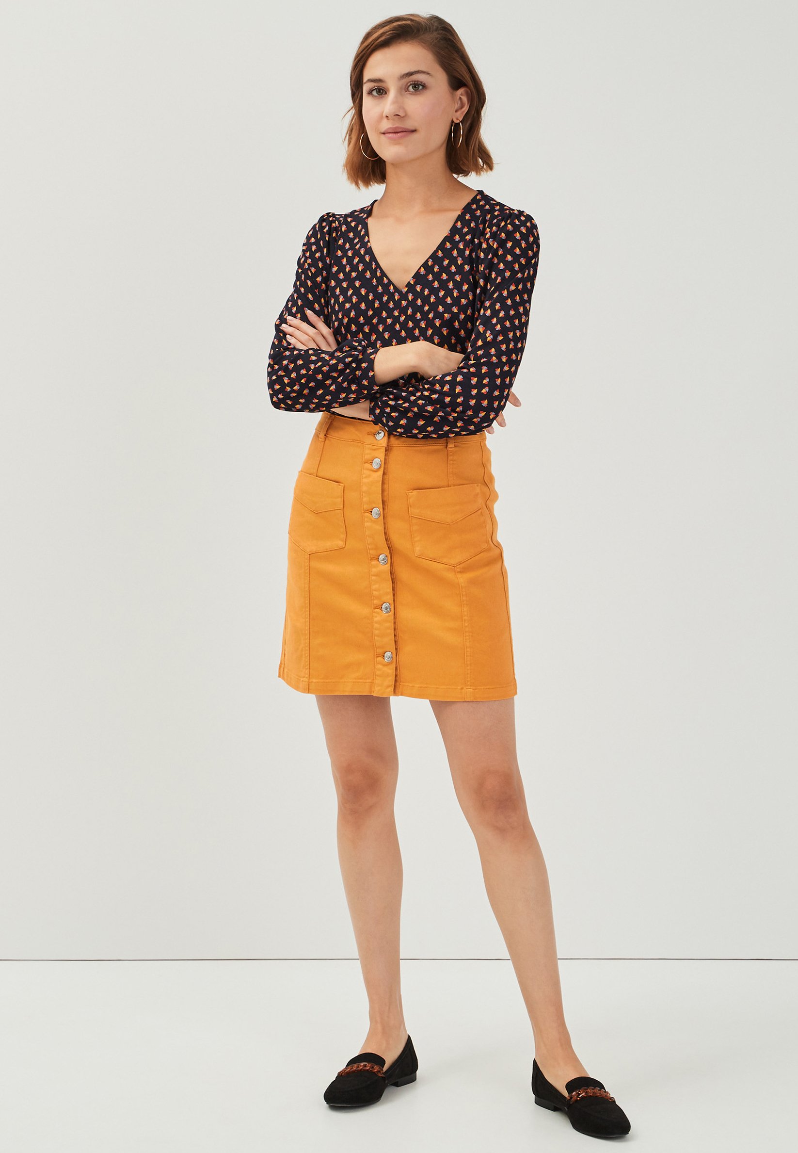 jupe moutarde cache cache