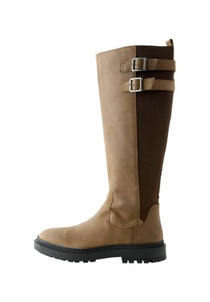 Plateaulaarzen - chocolate brown oiled leather