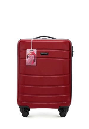 SMALL SUITCASE WITH LUGGAGE TAG FROM ABS - Wheeled suitcase - red