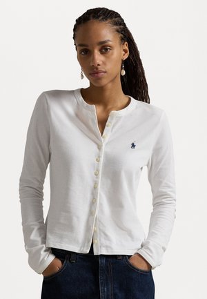 Polo Ralph Lauren STRETCH MESH COTTON CREWNECK CARDIGAN  - Adīta jaka - white