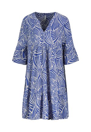 TROPENMUSTER MIT V-AUSSCHNITT UND RÜSCHENARME - Day dress - hellblau