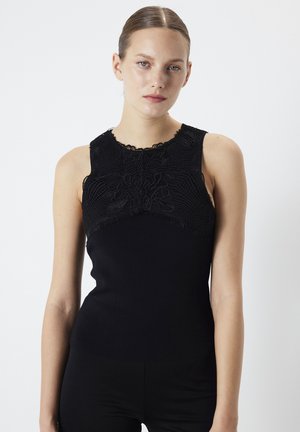 IPEKYOL KNITWEAR SLIM FIT LACE MIX - Strickpullover - black