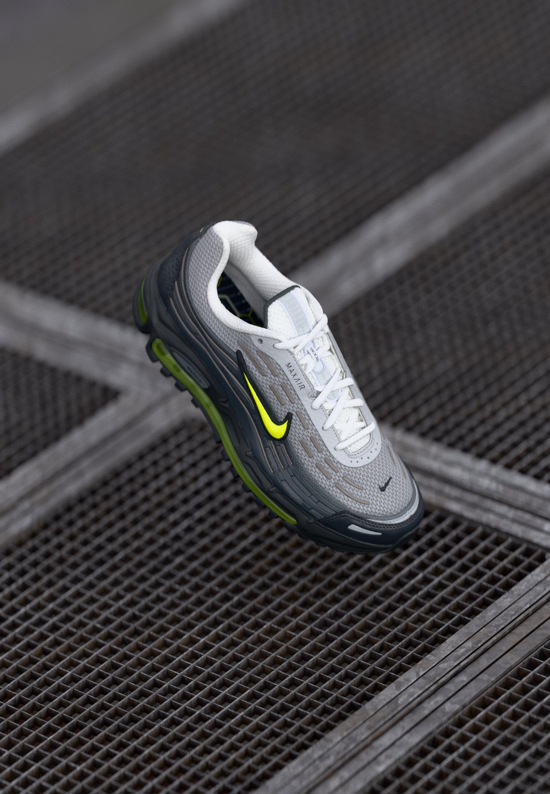 Nike Gray Mesh Athletic Sneakers with Neon Yellow-Green Accents. Size PS Nike Air Max 90 in Black / Neon Yellow – Oneness Boutique main image 4