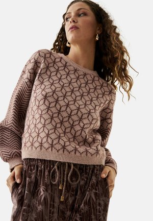 ESTAMPADO CON MOTIVOS GEOMÉTRICOS. - Jersey de punto - burdeos
