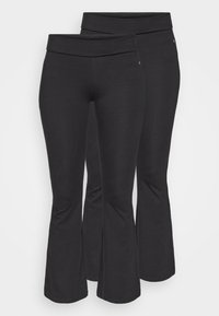 2 PACKED FLARED MID RISE LEGGINGS WITH FOLD-OVER WAISTBAND - Pajkice - black