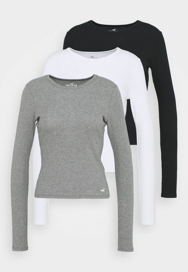 CREW 3 PACK - Long sleeved top - white/grey/black