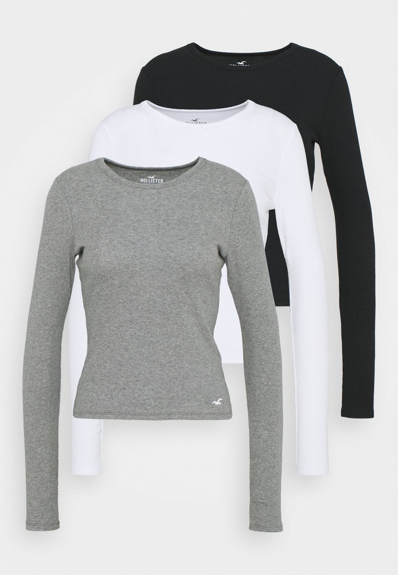 Hollister Co. CREW 3 PACK Tshirt à manches longues white/grey