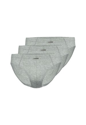 Grau Baumwollslips, Dreierpack, mit glatter Textur, klassischem Schnitt, elastischem Bund und dezentem Logo-Detail auf der Vorderseite.