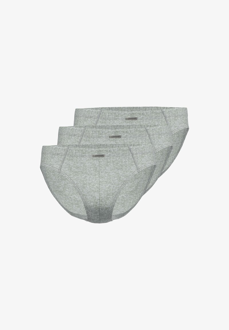 Slip in cotone grigio, confezione da tre, con una texture liscia, taglio classico, cintura elasticizzata e dettaglio logo discreto sulla parte anteriore.