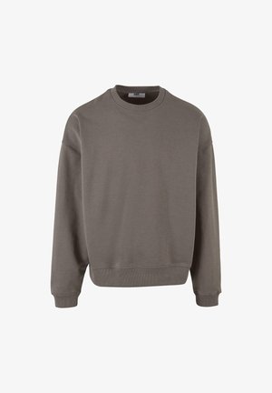 Bruine sweatshirt met lange mouwen, ronde halslijn en geribde boorden en zoom. Gemaakt van zachte stof met een gladde textuur. Minimalistisch ontwerp.