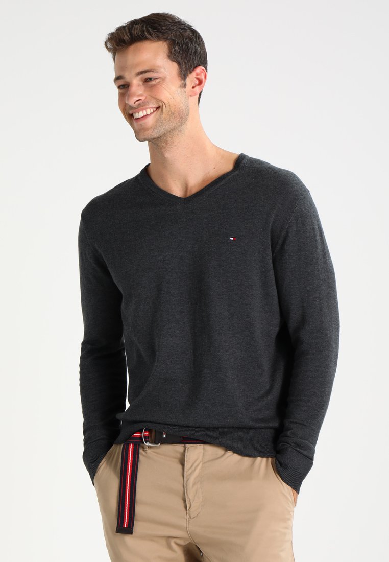 Tommy Hilfiger V-NECK  - Maglione - charcoal heather