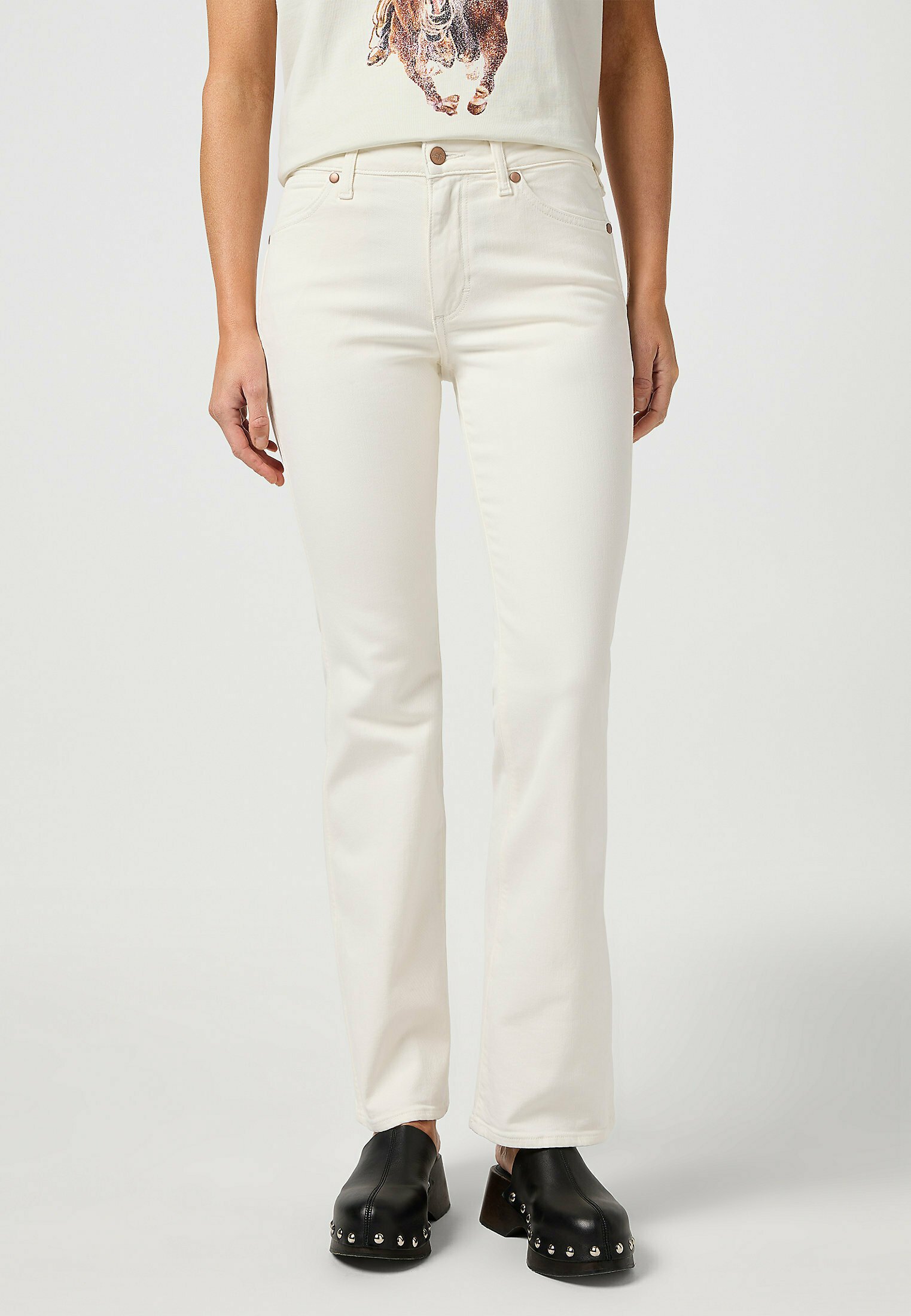 Wrangler 5-POCKET MID RISE - Bootcut jeans - off-white - Zalando