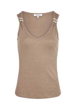 Morgan, MORGAN MORGAN FITTED V-NECK TANK TOP - Top - taupe