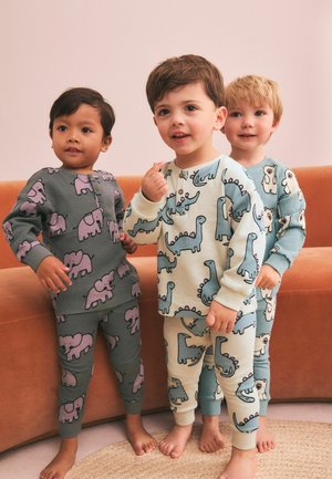 Next, SNUGGLE PYJAMAS 3 PACK SET - Nachtwäsche Set - charcoal blue all over stompy animal