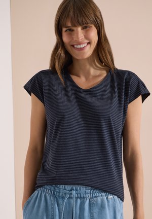 Cecil, DROP-SHOULDER SHIRT WITH CUT-OUT-DETAIL - T-shirt imprimé - universal blue