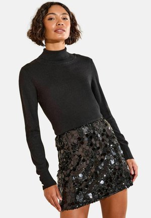 REGULAR FIT - SEQUIN - A-vonalú szoknya - black