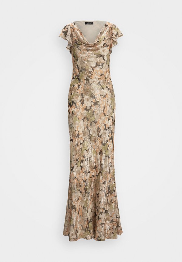 FLORAL METALLIC JACQUARD COWLNECK GOWN - Occasion wear4