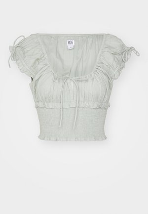 BDG Urban Outfitters NOVA ROUCHED CROP - Μπλουζάκι με στάμπα - light blue