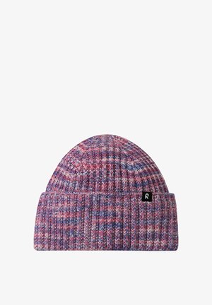 Zrobiona na drutach czapka beanie w wielokolorowej mieszance różowego, fioletowego i niebieskiego. Posiada teksturowany, prążkowany design oraz małą czarną metkę z logo.