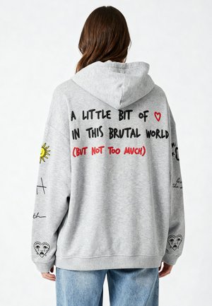 BRUTAL TATTOO EMBROIDERY UNISEX  - Kapuzenpullover - mottled grey
