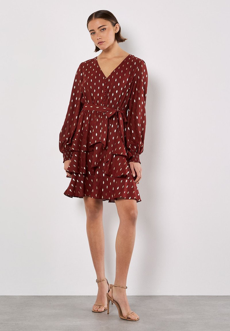 Apricot Jurk bordeauxrood