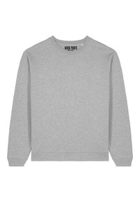 Felpa grigia realizzata in tessuto morbido, con colletto rotondo, maniche lunghe e polsini e orlo a coste. Etichetta: "MIRA PARIS."