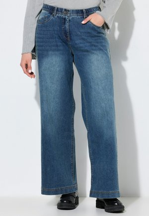 Ulla Popken, RHINESTONE STUDDED WIDE LEG COMFORT WAIST JEANS - Wide Leg - blue denim