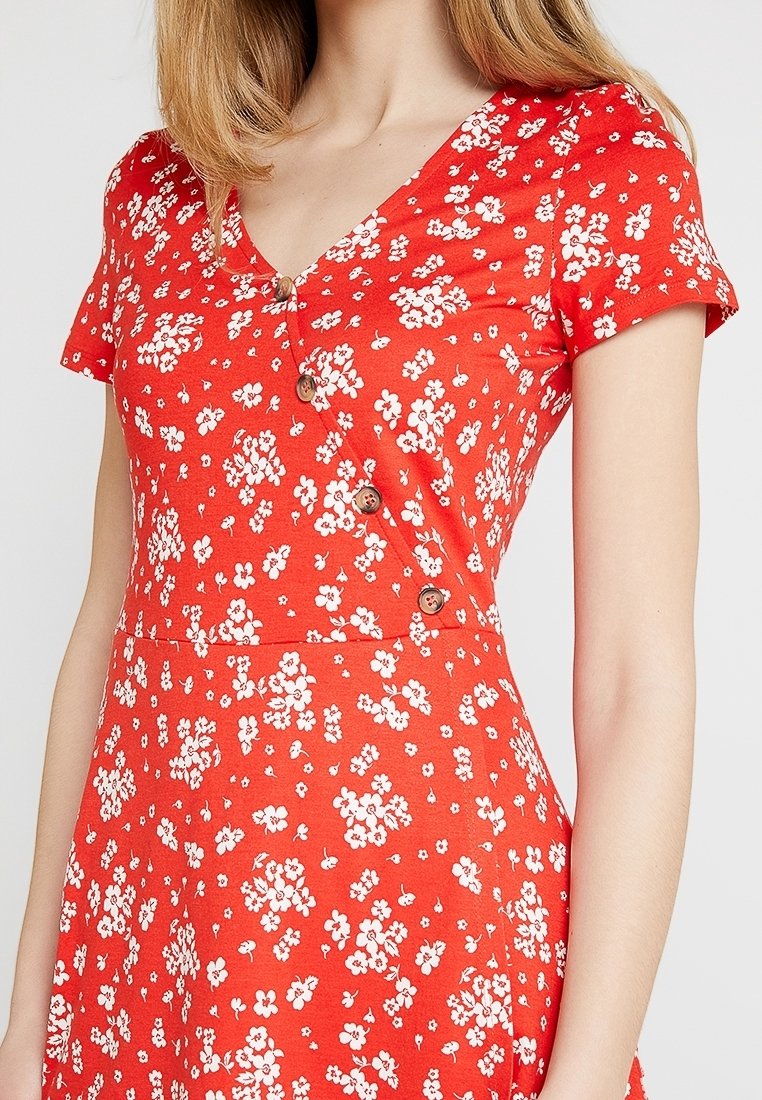 esprit red dress ESPRIT red fitted midi dress