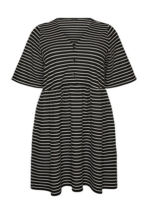 Zizzi, KLEID MIT GERIPPTER TEXTUR UND EMPIRE-LINIE - Blousejurk - weiß
