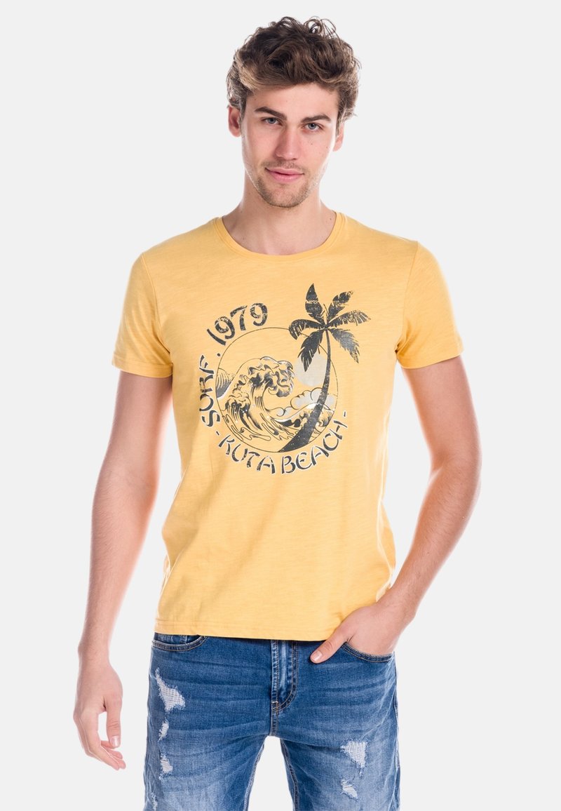 Koroshi PALM PRINT TShirt print amarillo yellow/gelb Zalando.de