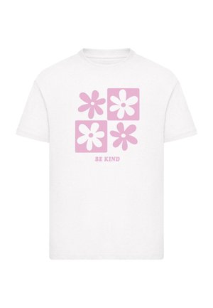 BE KIND FLOWERS - Trükipildiga T-särk - white