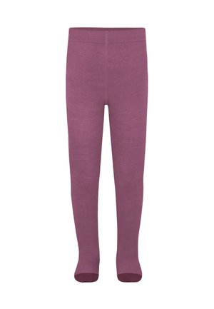 Lila Baumwollstrumpfhosen mit glatter Textur, nahtlosem Design und einfarbig, die von der Taille bis zu den Zehen reichen.