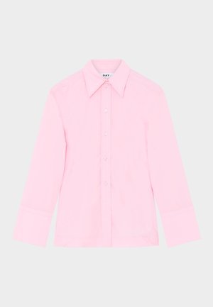 Ilgos rankovės, su sagutėmis marškiniai iš šviesiai rožinės medvilnės. Turi klasikinį apykaklę ir rankogalius, tiesų kirpimą bei subtilų blizgesį.