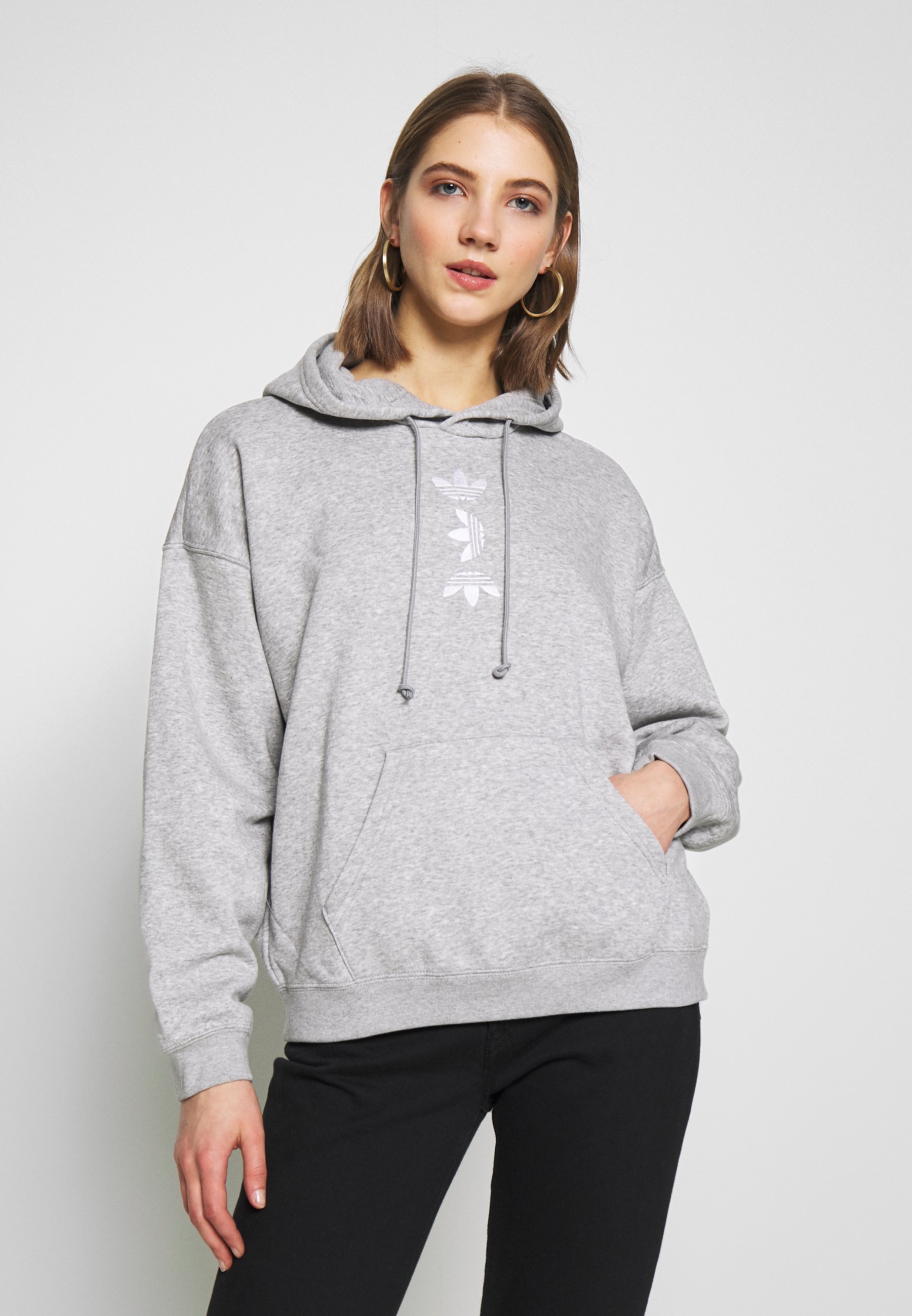 LOGO HOODIE - Hoodie - grey/white LOGO HOODIE - Hoodie - grey/white