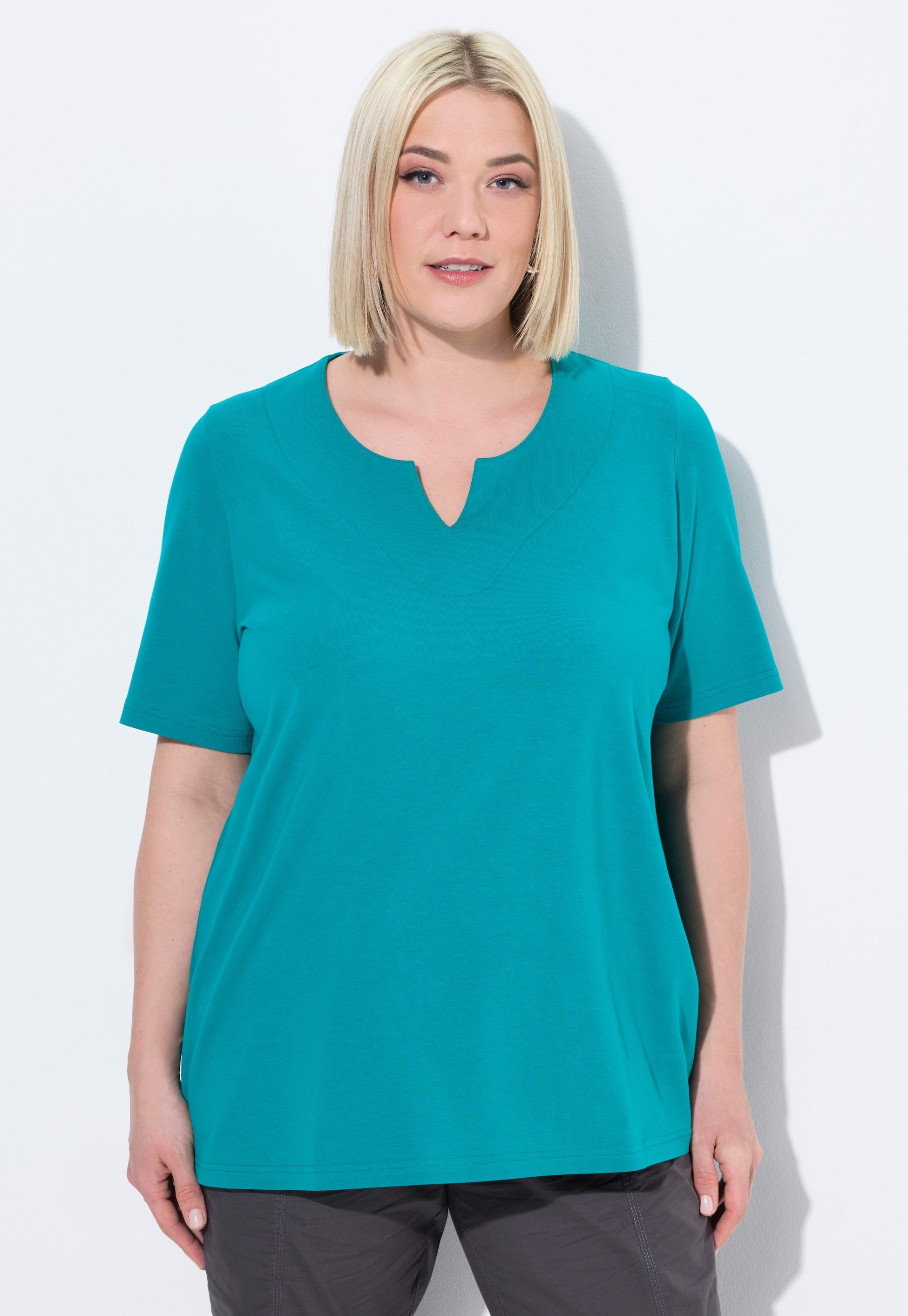 ULLA POPKEN Maglietta Donna A Righe Colorate Con Ricamo - Girocollo, Mezza Manica, Vestibilità Classica In Puro Cotone