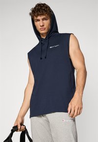 Champion HOODED TEE - T-shirt imprimé - navy