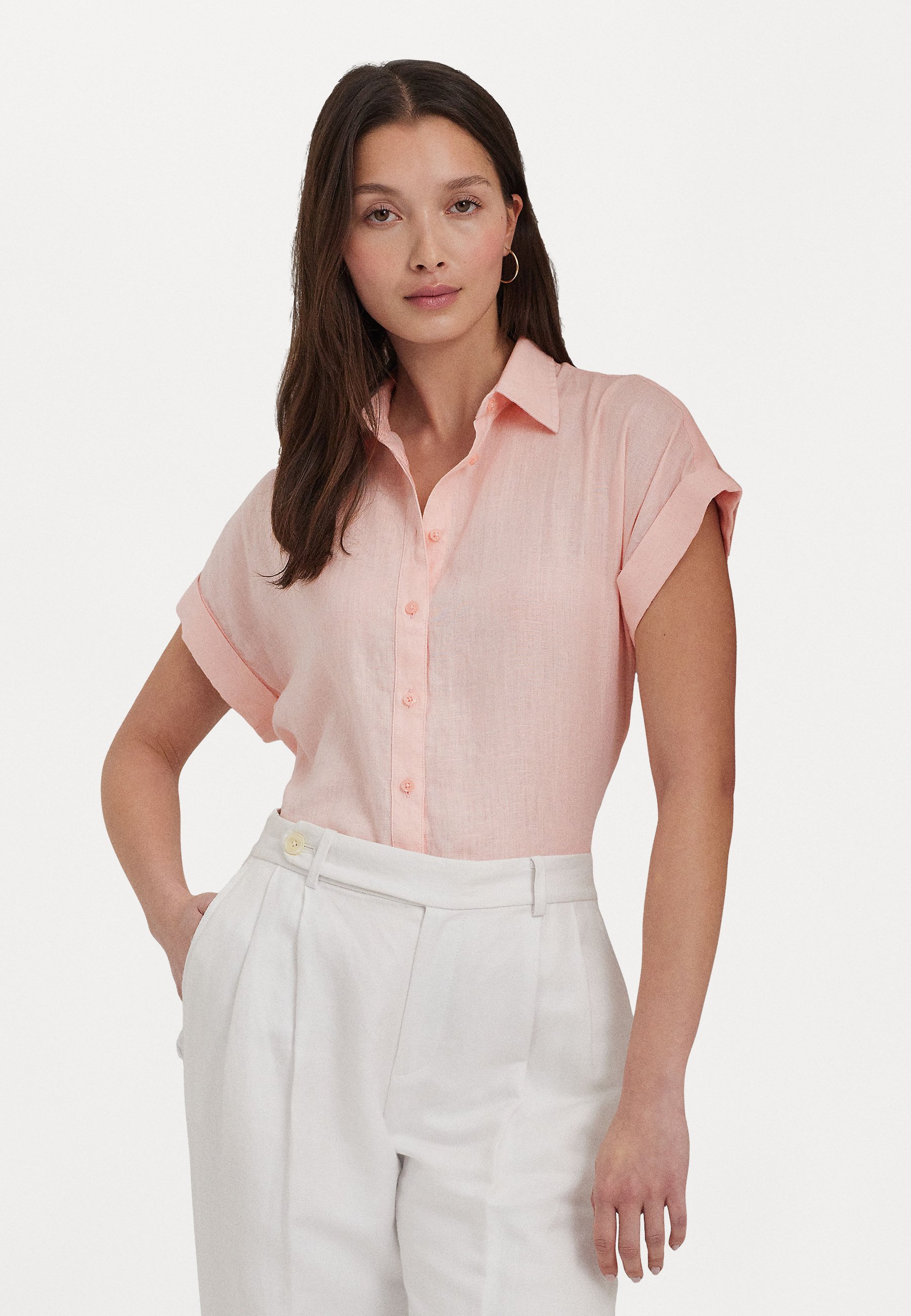 Lauren Ralph Lauren Petite RELAXED FIT LINEN SHORT SLEEVE