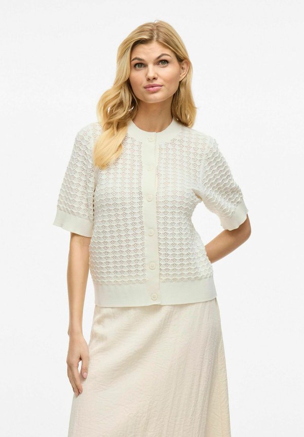 VIVUA KURZARM - Strickjacke - cloud dancer