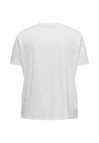 T-shirt di cotone bianco, maniche corte, scollatura rotonda, texture liscia, vestibilità rilassata, senza motivi o decorazioni visibili.